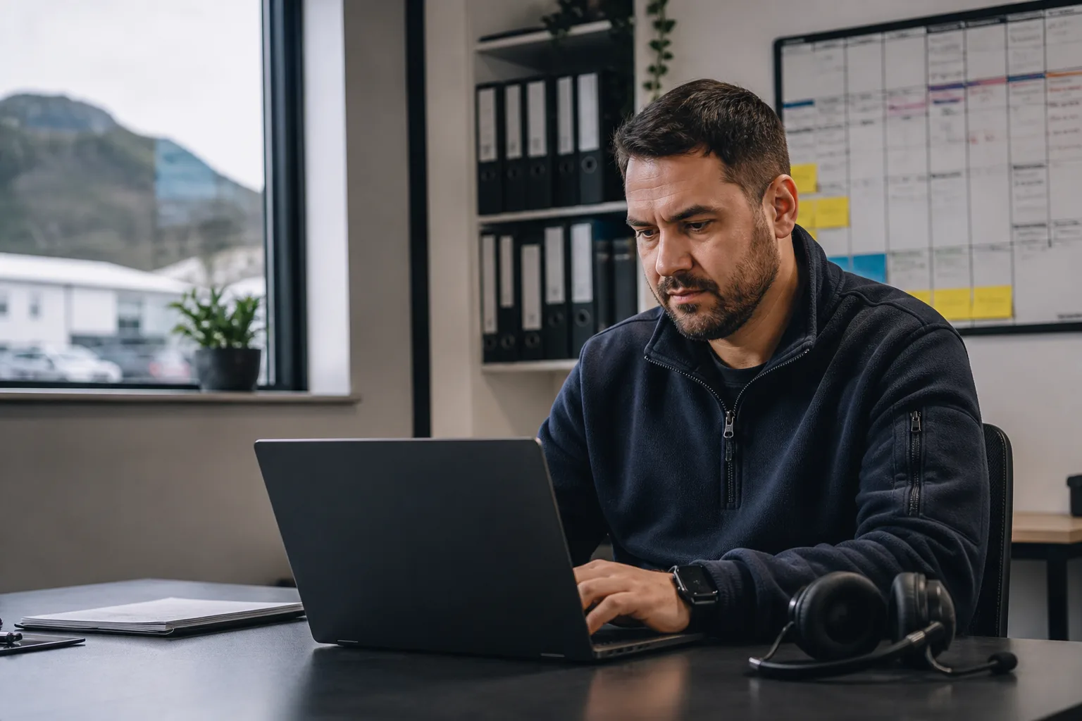 A business owner at work while their calls are handled
